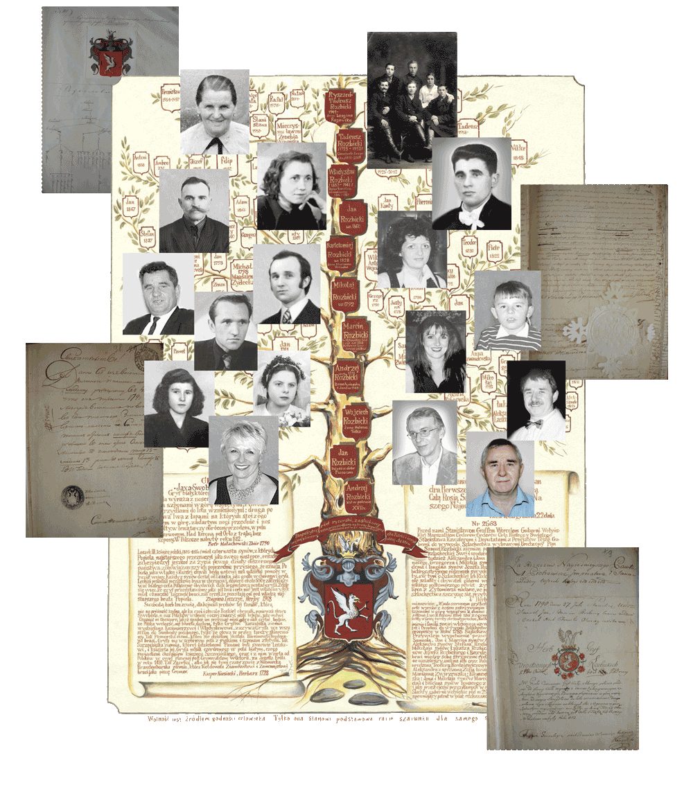 Drzewo genealogiczne rodziny Rozbiccy h. Gryf